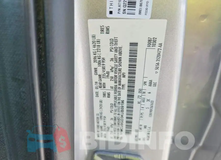 1FMCU0GD3KUB09196 Photo# 13