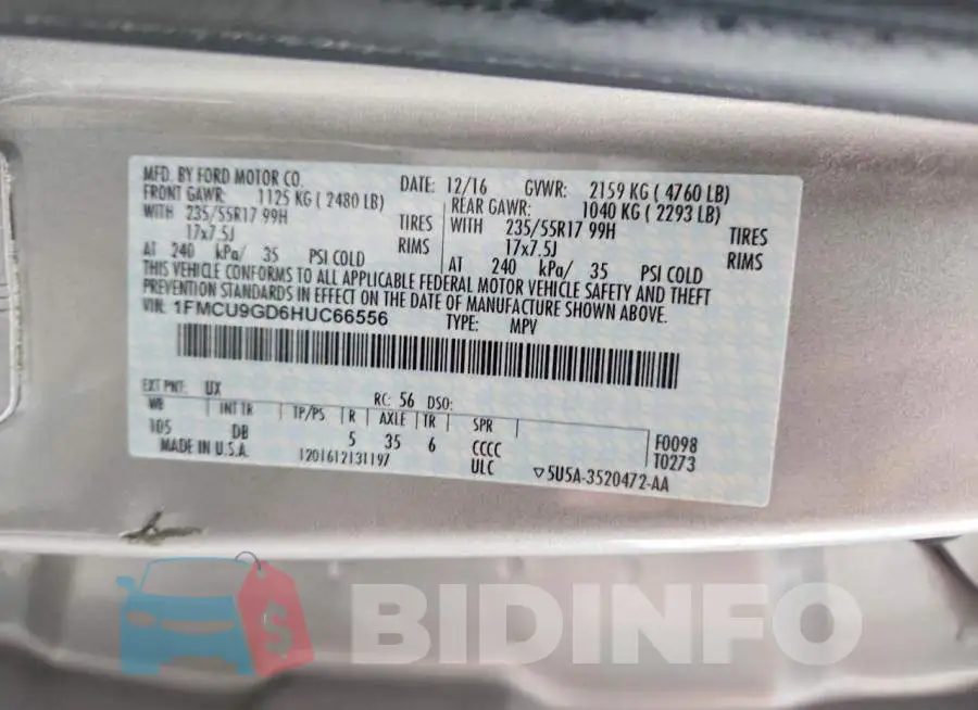 1FMCU9GD6HUC66556 Photo# 13