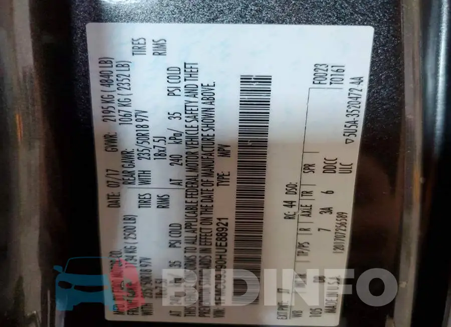 1FMCU9J90HUE88921 Photo# 12