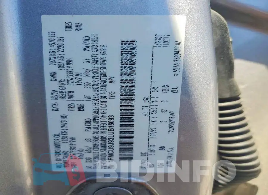 1FMCU9J93LUB16093 Photo# 13