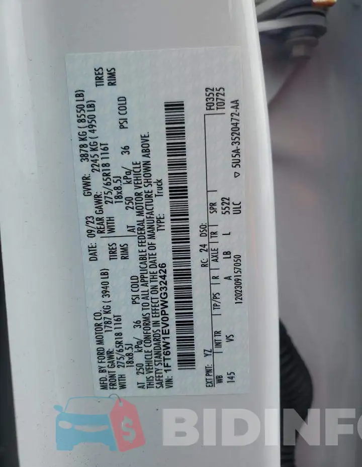 1FT6W1EV0PWG32426 Photo# 13