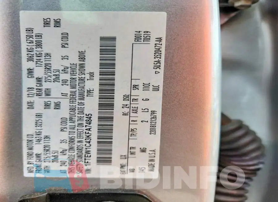 1FTEW1C43KFA74845 Photo# 12