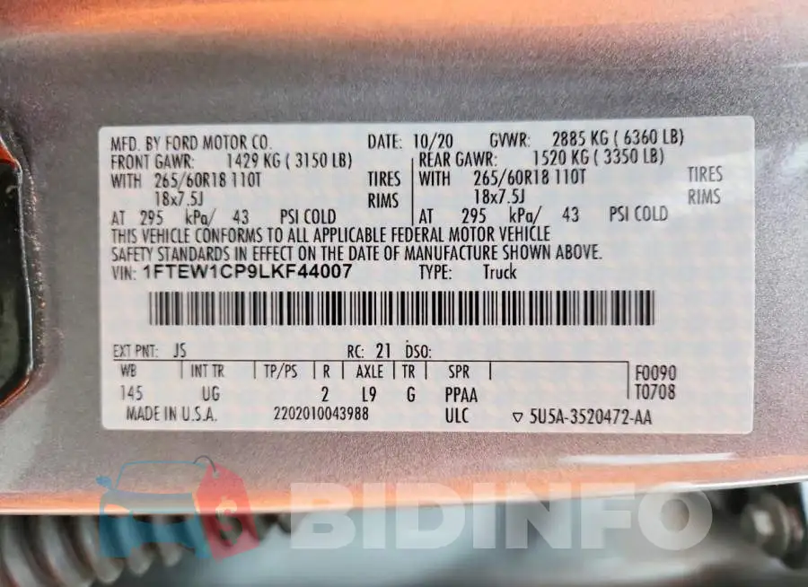 1FTEW1CP9LKF44007 Photo# 12