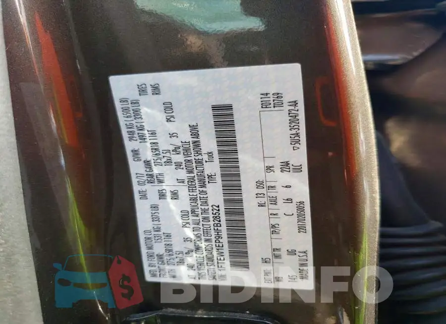 1FTEW1EP9HFB28522 Photo# 12