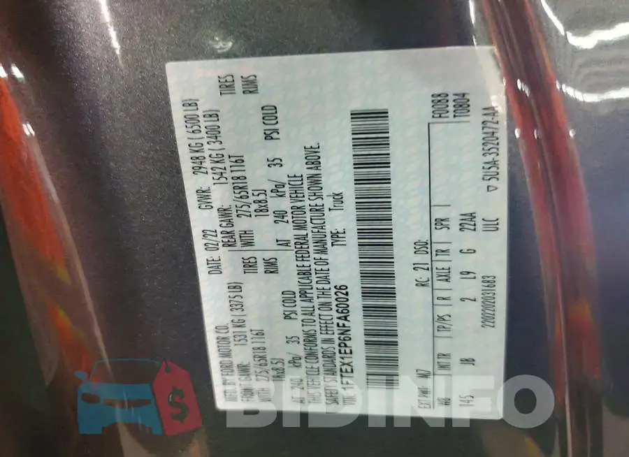 1FTEX1EP6NFA60026 Photo# 12