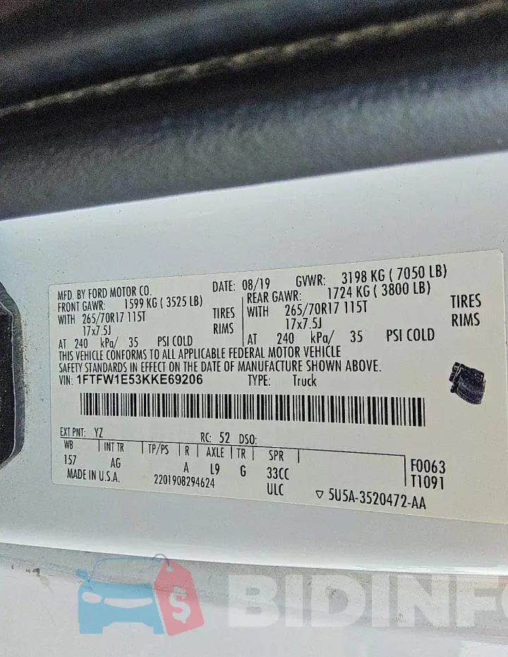 1FTFW1E53KKE69206 Photo# 12