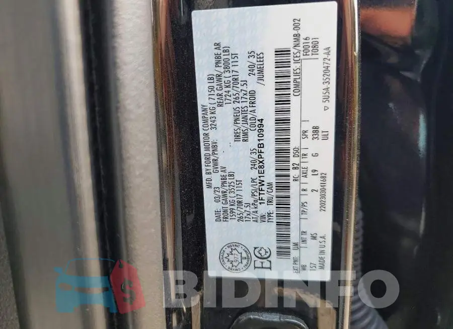 1FTFW1E8XPFB10994 Photo# 13