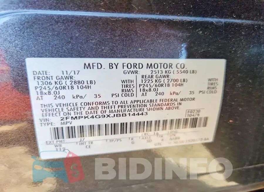 2FMPK4G9XJBB14443 Photo# 13