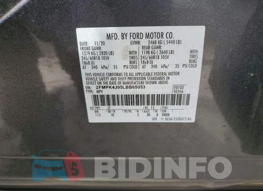 2FMPK4J95LBB65053 Photo# 13