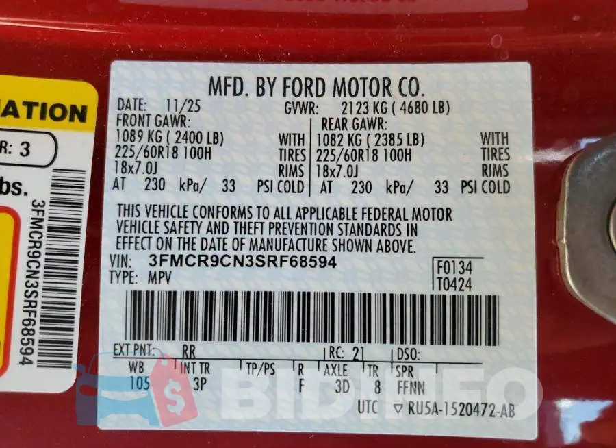 3FMCR9CN3SRF68594 Photo# 14