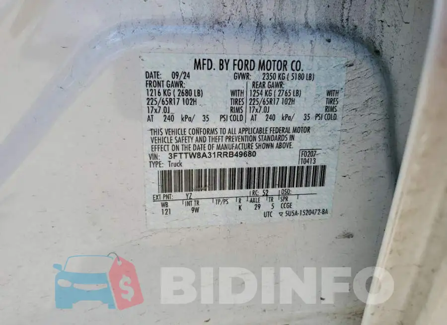 3FTTW8A31RRB49680 Photo# 12
