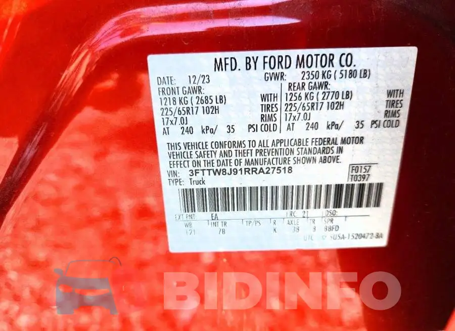 3FTTW8J91RRA27518 Photo# 12