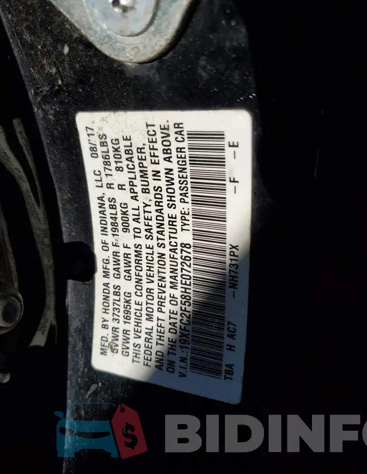 19XFC2F58HE072678 Photo# 12