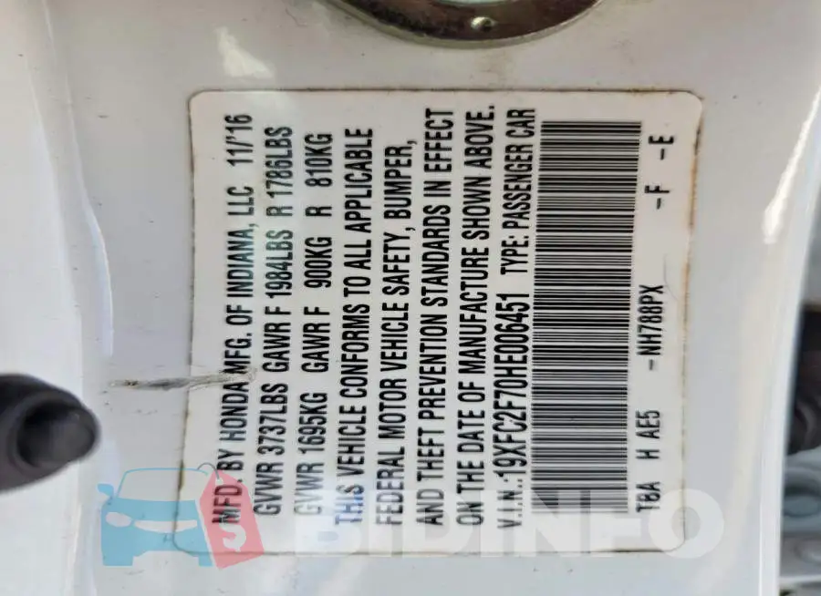 19XFC2F70HE006451 Photo# 12