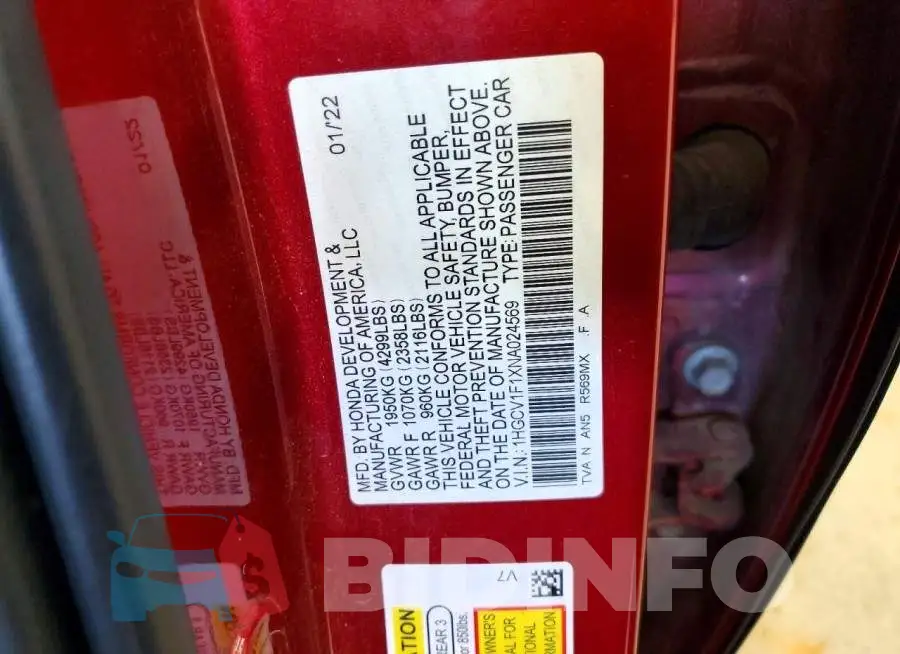 1HGCV1F1XNA024569 Photo# 12