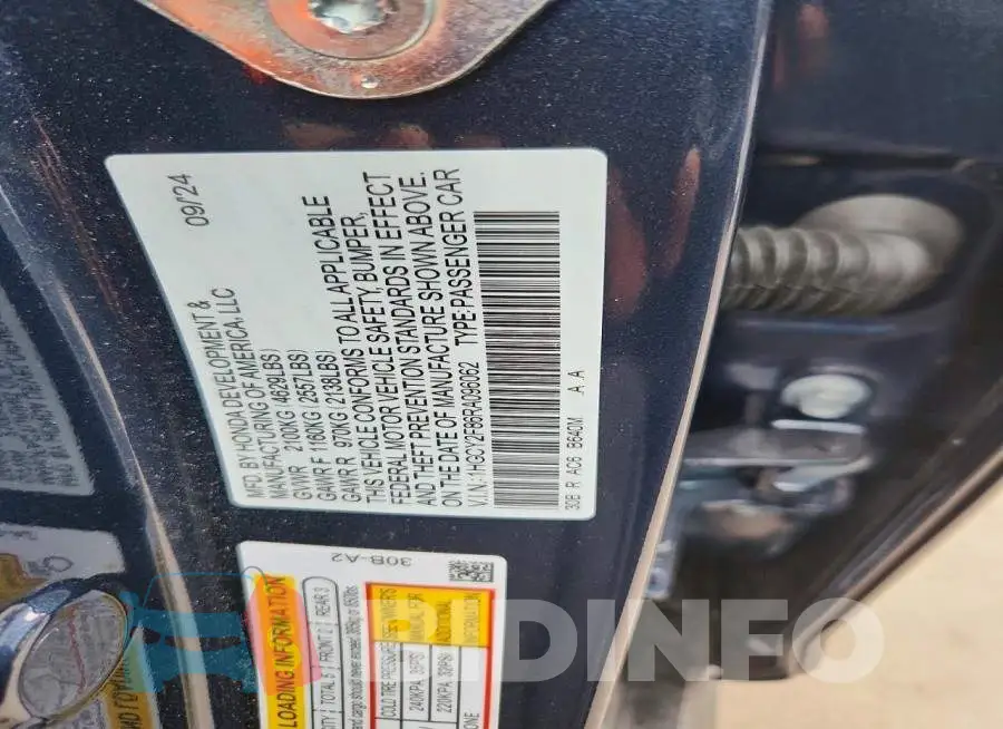 1HGCY2F86RA096062 Photo# 12