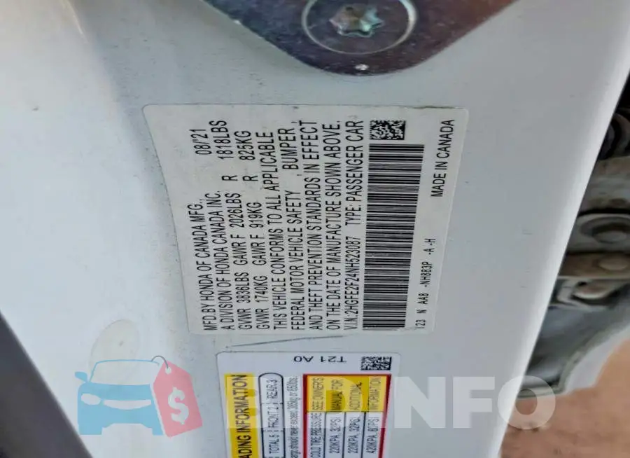 2HGFE2F24NH523087 Photo# 12