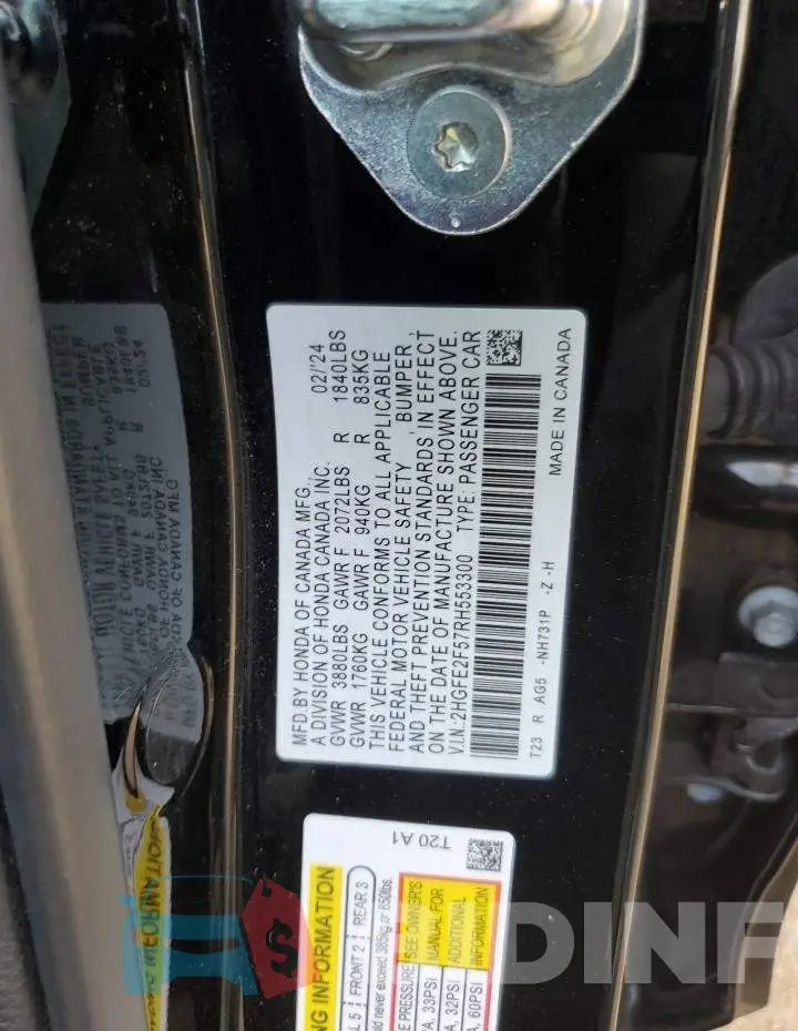 2HGFE2F57RH553300 Photo# 12
