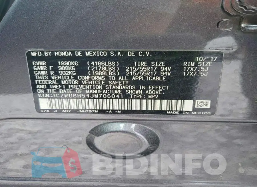 3CZRU6H54JM706041 Photo# 14