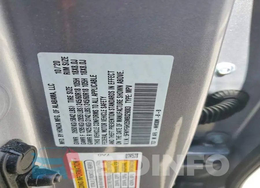 5FNYF6H35MB029083 Photo# 13