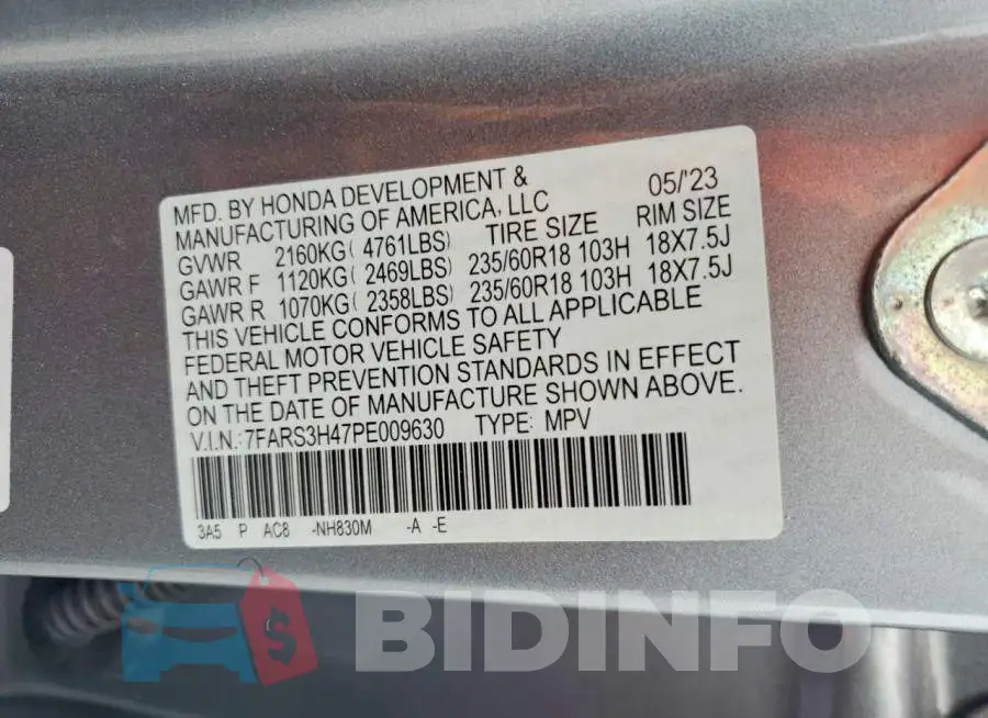 7FARS3H47PE009630 Photo# 12