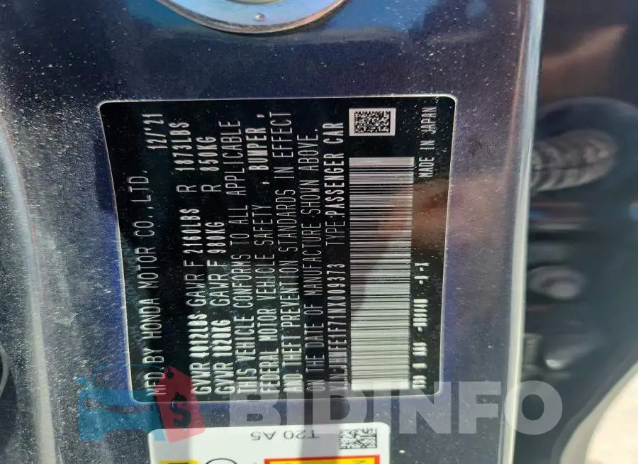 JHMFE1F71NX009373 Photo# 12
