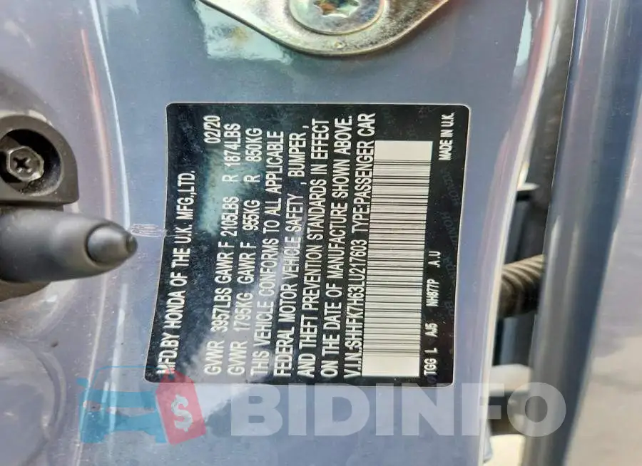 SHHFK7H63LU217603 Photo# 12