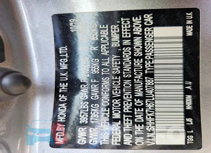 SHHFK7H67LU407887 Photo# 12