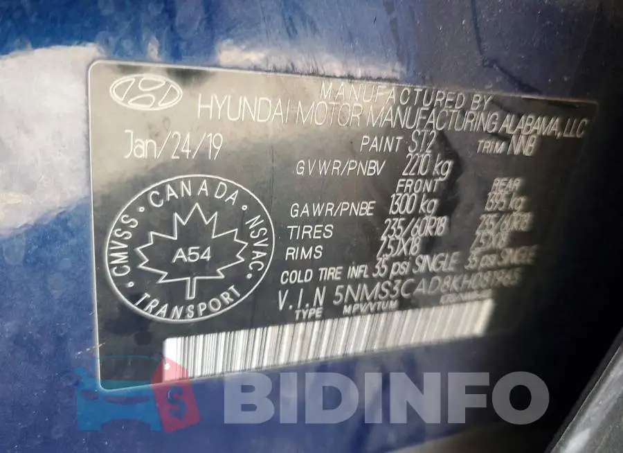 5NMS3CAD8KH081965 Photo# 14