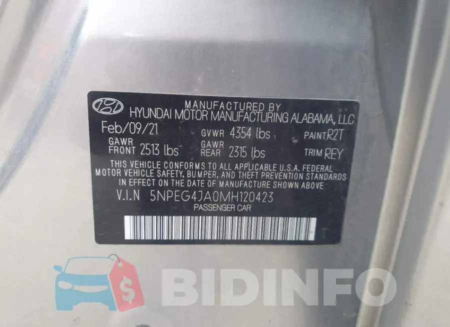 5NPEG4JA0MH120423 Photo# 12