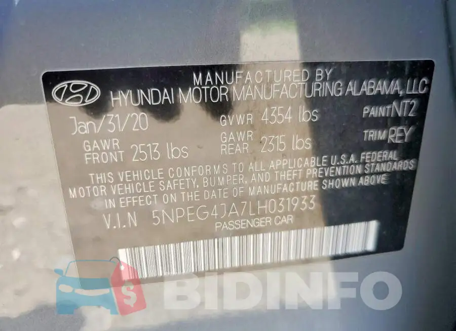 5NPEG4JA7LH031933 Photo# 12
