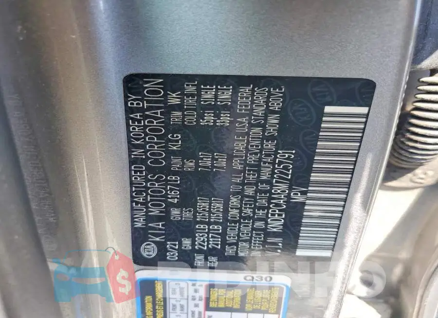 KNDEPCAA8M7225791 Photo# 13