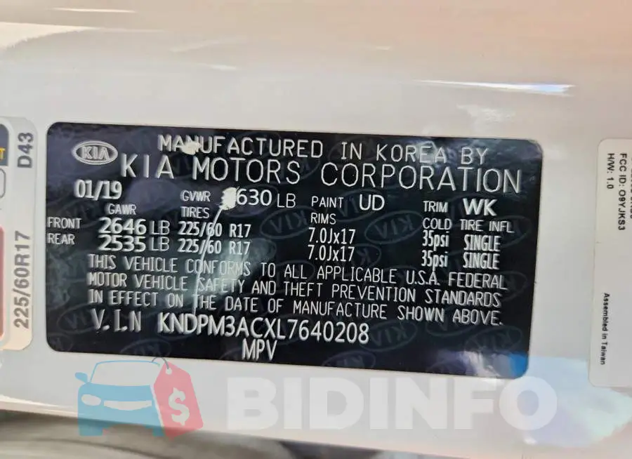 KNDPM3ACXL7640208 Photo# 14