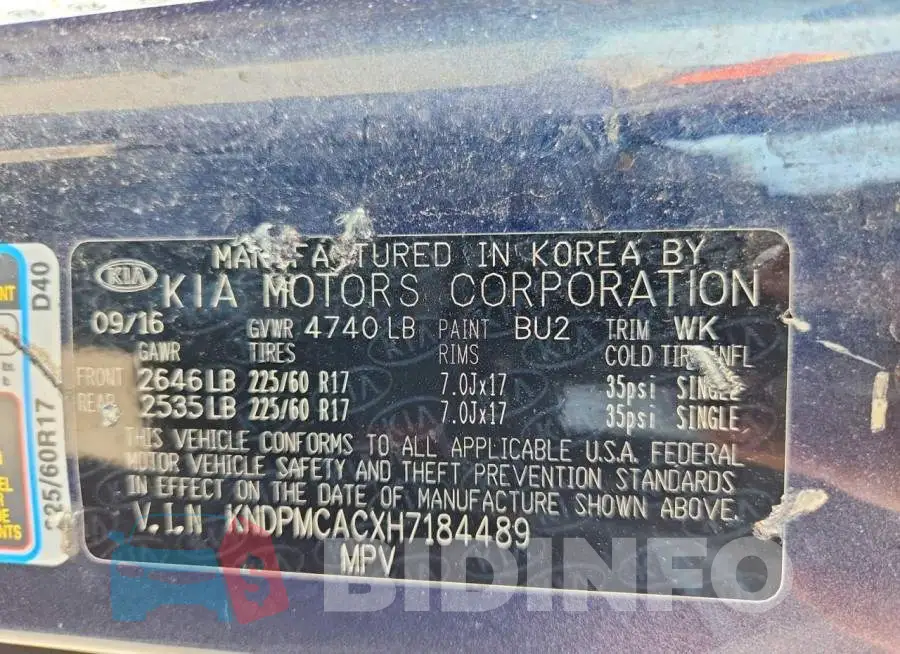 KNDPMCACXH7184489 Photo# 13