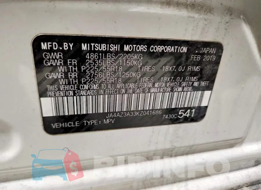 JA4AZ3A33KZ041686 Photo# 13