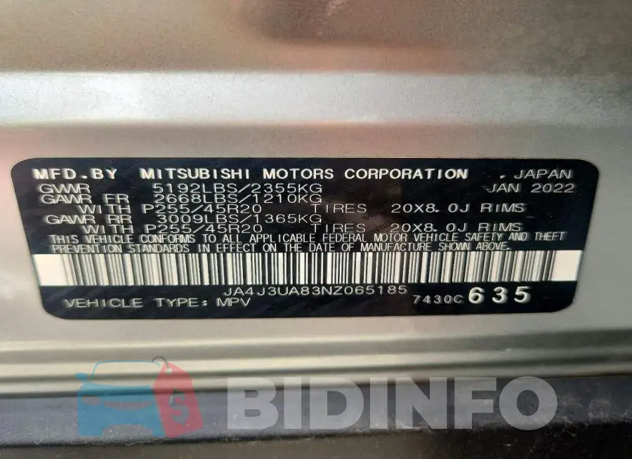 JA4J3UA83NZ065185 Photo# 13
