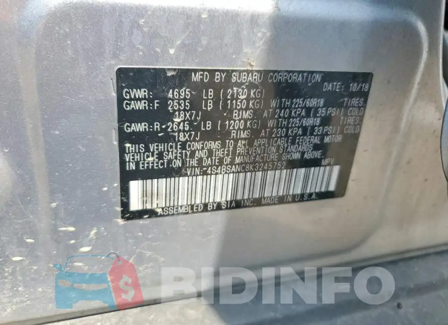 4S4BSANC8K3245752 Photo# 13