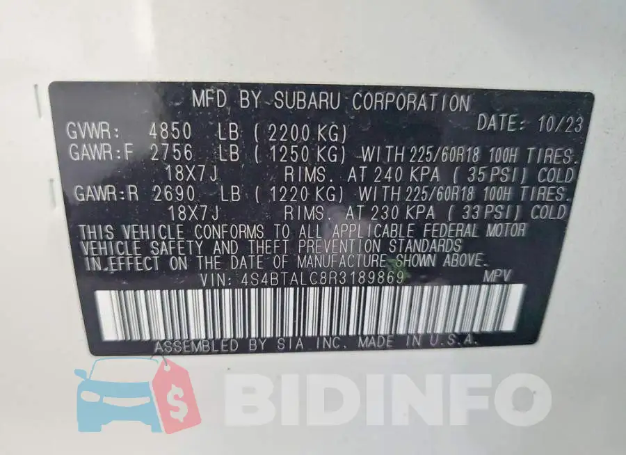 4S4BTALC8R3189869 Photo# 13