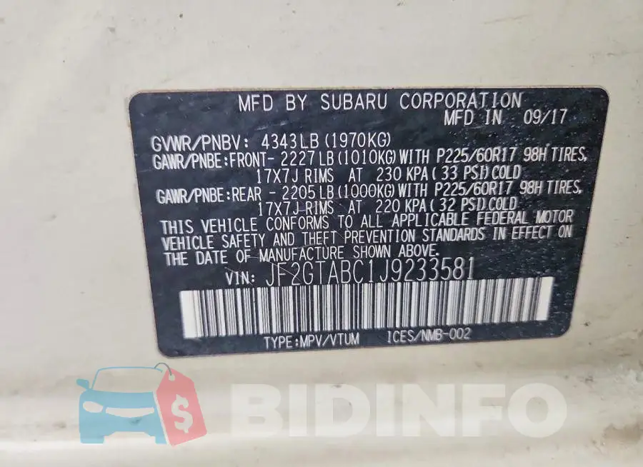 JF2GTABC1J9233581 Photo# 12