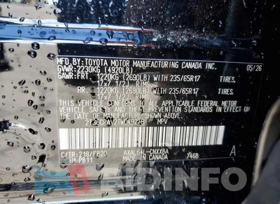 2T36CRAV2TW049278 Photo# 13