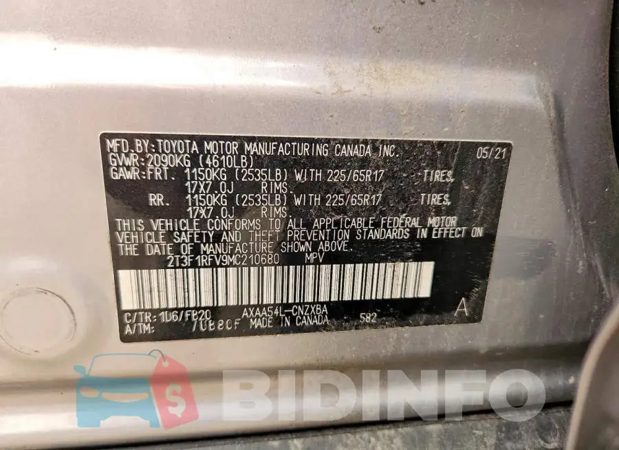 2T3F1RFV9MC210680 Photo# 13