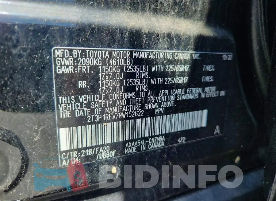 2T3P1RFV7MW152622 Photo# 12