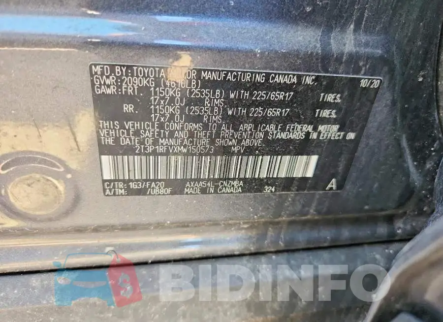 2T3P1RFVXMW150573 Photo# 14