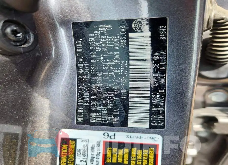 4T1BF1FK5HU777022 Photo# 13