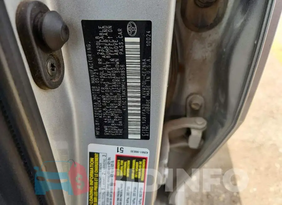 4T1C11AK9MU469856 Photo# 12