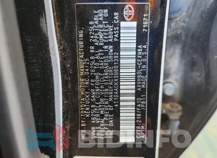4T1DAACKXSU601392 Photo# 12