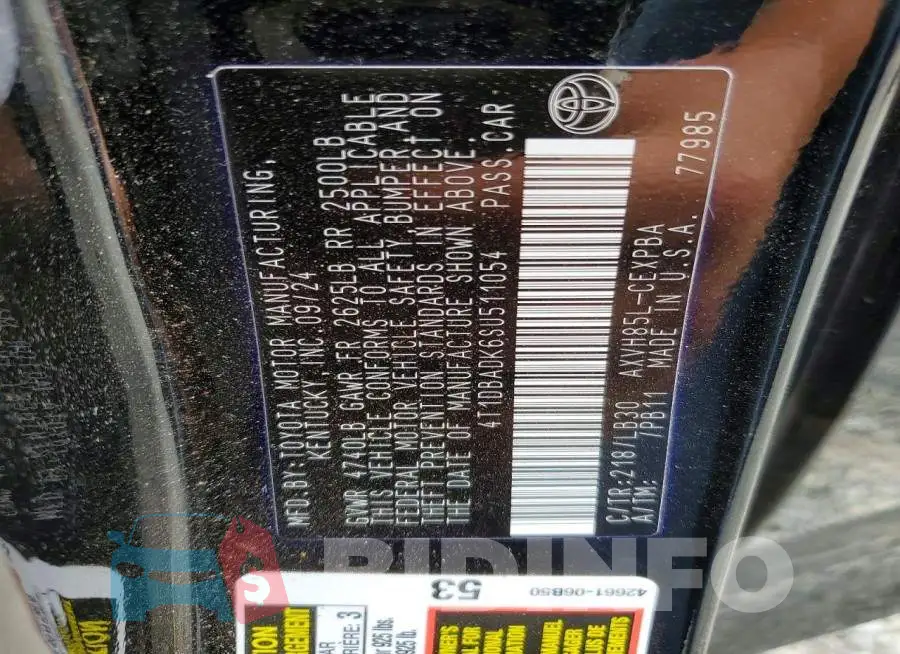 4T1DBADK6SU511054 Photo# 13