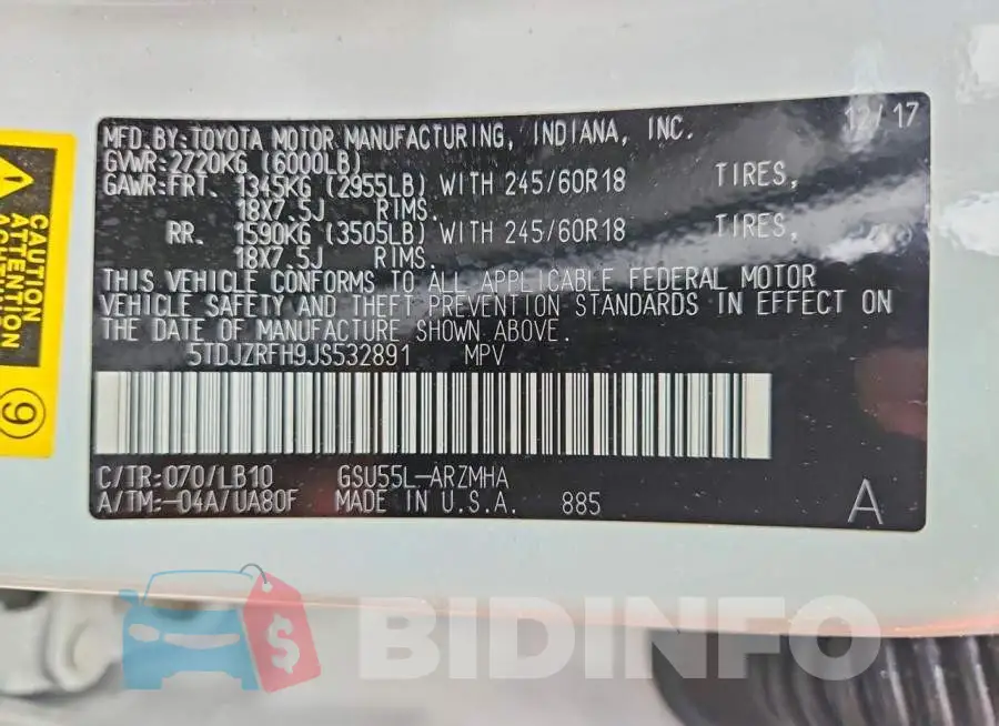 5TDJZRFH9JS532891 Photo# 13