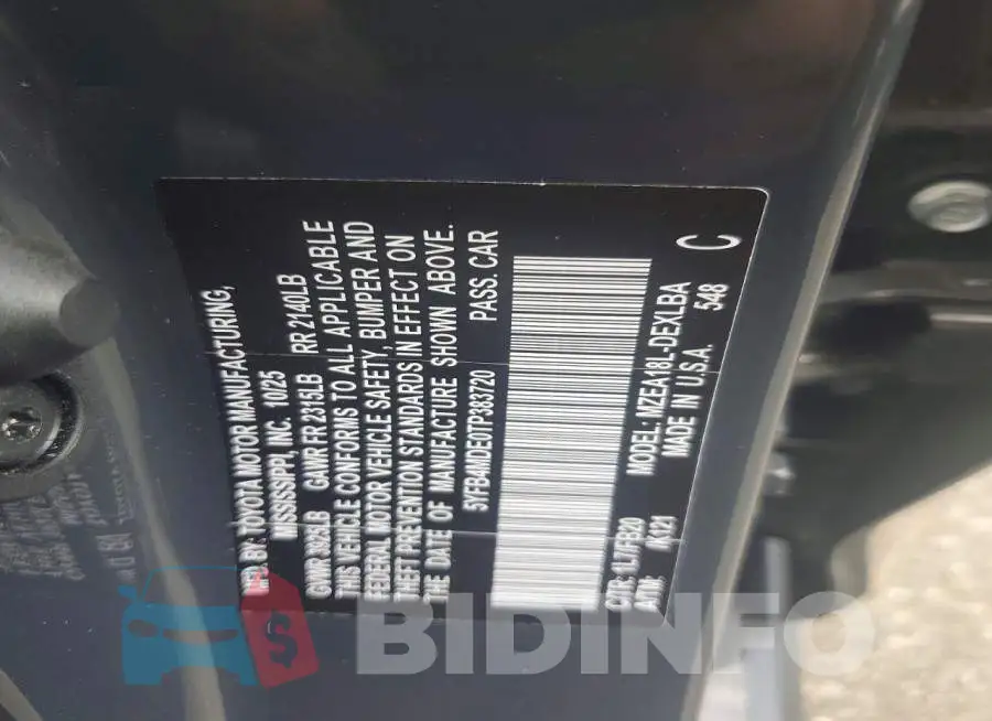 5YFB4MDE0TP383720 Photo# 12