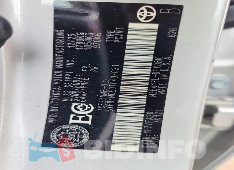 5YFB4MDE0TP407031 Photo# 12